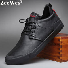 Fashion Men Lace-up Leather Casual Shoes Trend Shoe Cool Loafers Flats