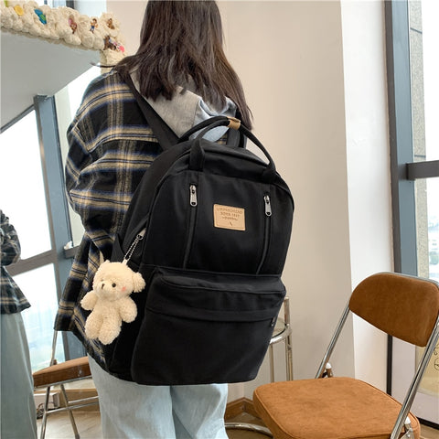 Multifunction Double Zipper Women Backpack Teenager Girls Laptop Backpack