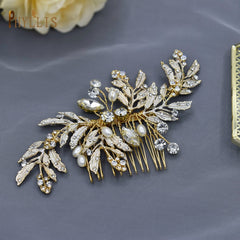 Alloy Leaves Golden Bridal Comb Wedding Hair Accessories