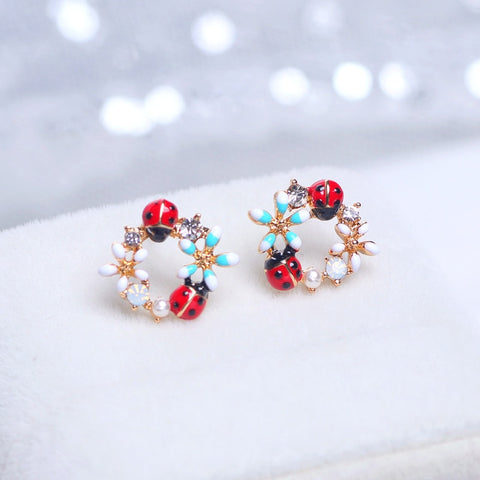 Style Sweet Colorful Flower Stud Earrings