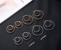 Stainless Steel Exaggerated Round Bead Hoop Earring