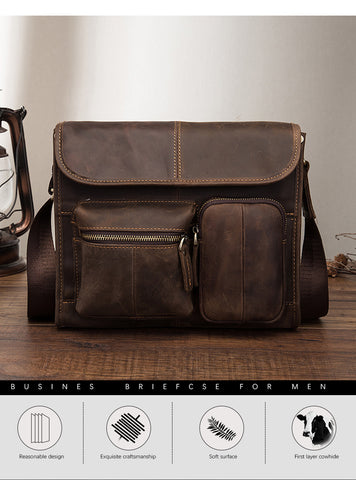 Original Leather Male Designer Casual Messenger Crossbody bag