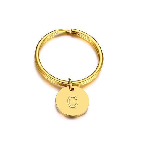 Minimalist Initial Key Chain Letter Engraved