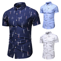 Style Design Short Sleeve Casual Shirt Men Print Beach Blouse