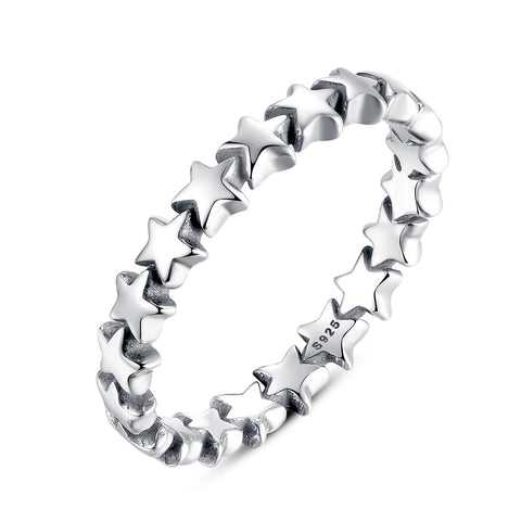 Genuine Sterling Silver Stackable Ring Heart Black CZ Finger Rings