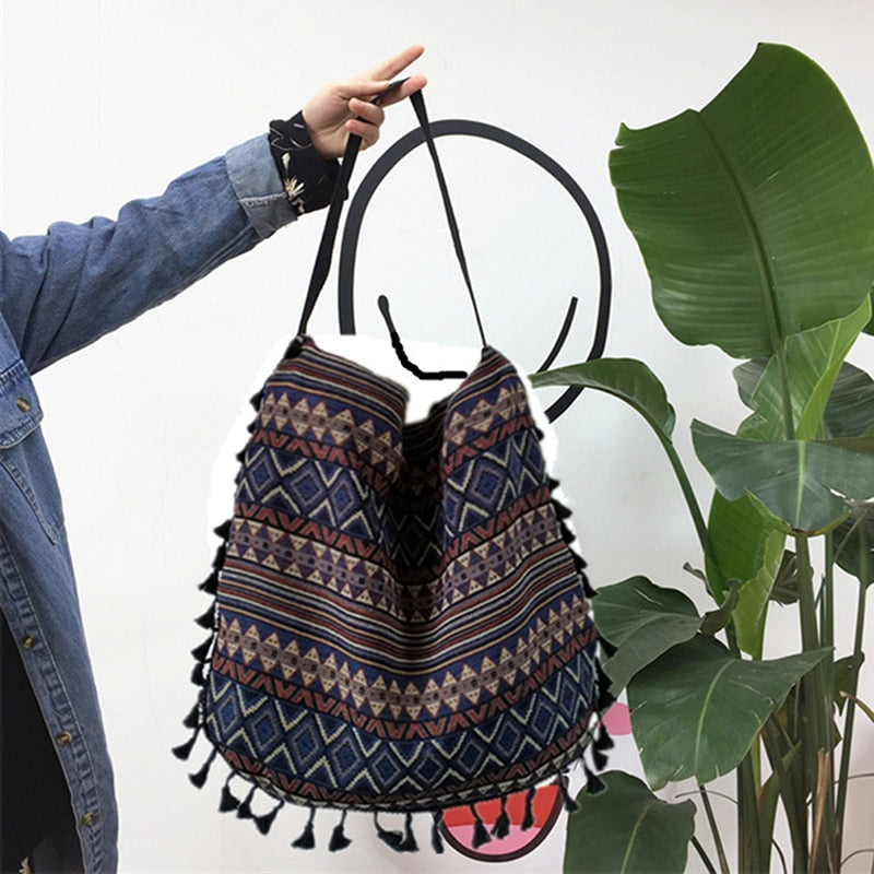 Vintage Bohemian Fringe Shoulder Bag Women Tassel Boho Hippie Gypsy