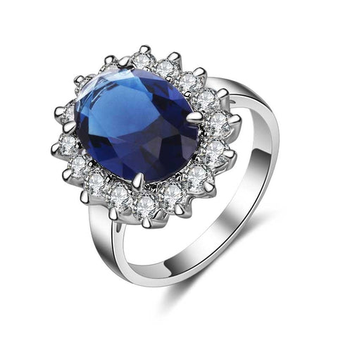 Trendy Silver Fine Jewelry with Gemstones Flower shaped Ring
