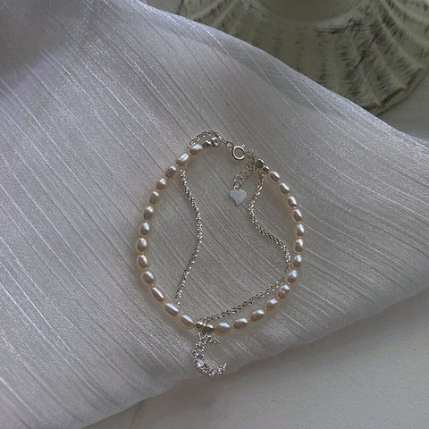Personality Simple Star Moon Bead Chain Bracelet