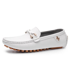 White Loafers for Men Slip on Shoes Driving Flats Casual Moccasins