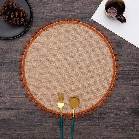 ROUND Cotton and linen Placemat For Dining Table Mat