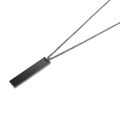 Rectangle Pendant Necklace Men Trendy Simple Stainless Steel