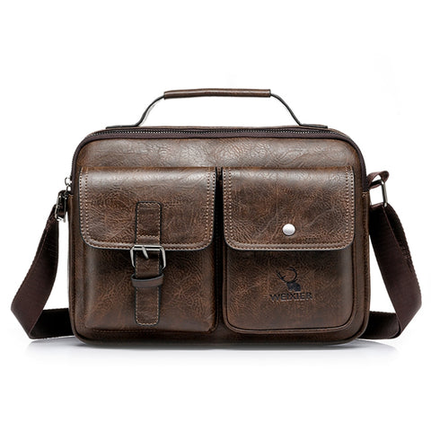 Retro Durable Leather Business Messenger Bag Man Simple Crossbody Bag