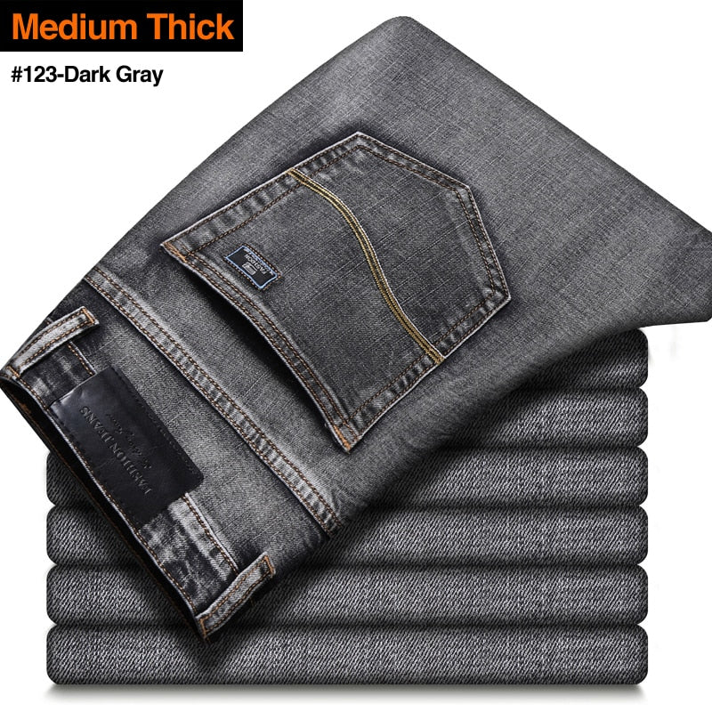 Stretch Regular Fit Jeans Business Casual Classic Style Fashion Denim Trousers