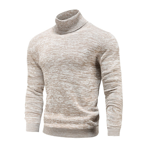 Turtleneck Cotton Slim Knitted Pullovers Men Solid Color Casual Sweaters