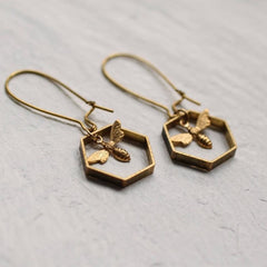 Bee Gold Plated Pendant Insect Drop Earring