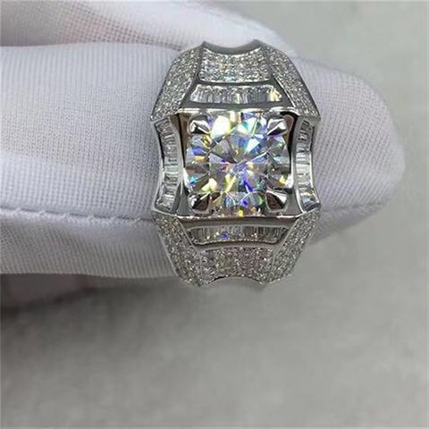 Crystal Birthstone Ring Wedding Band Men Party Jewelry