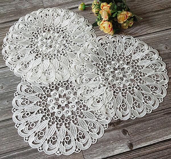 flower Lace Round Embroidery table place mat