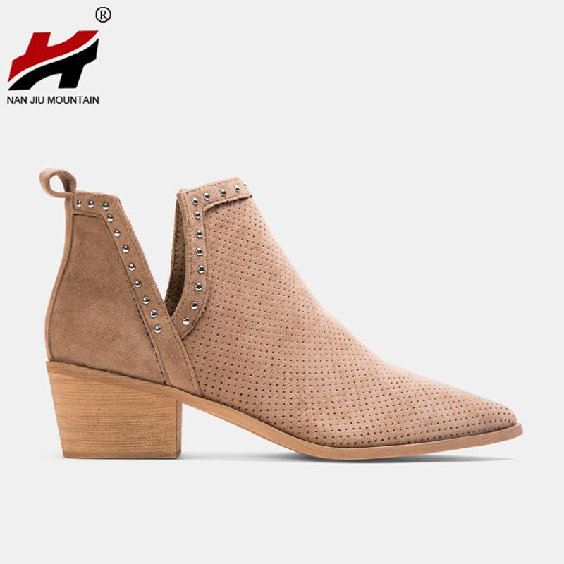 Ankle Boots For Women Low Heel Boots Women Pointed Boots