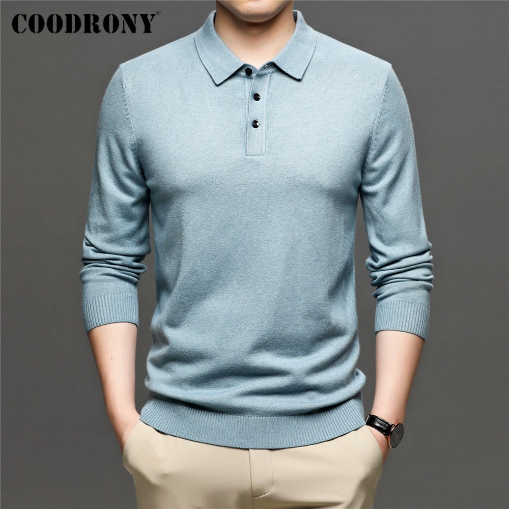 Knitwear Jerseys Pure Color Turn-down Collar Sweater Pullover Men Clothing