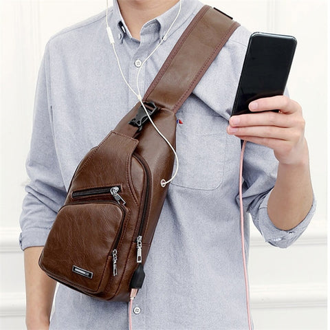 Men Crossbody Bags Men USB Chest Bag Designer Messenger