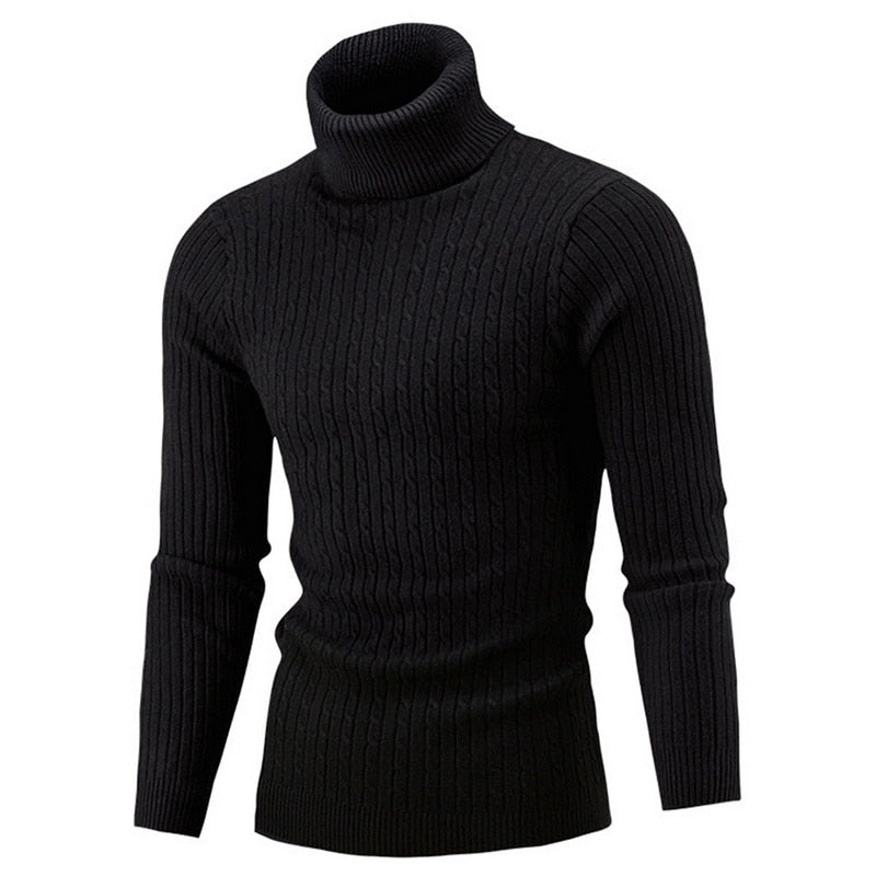 Turtleneck Sweater Men Knitting Pullovers Knitted Sweater