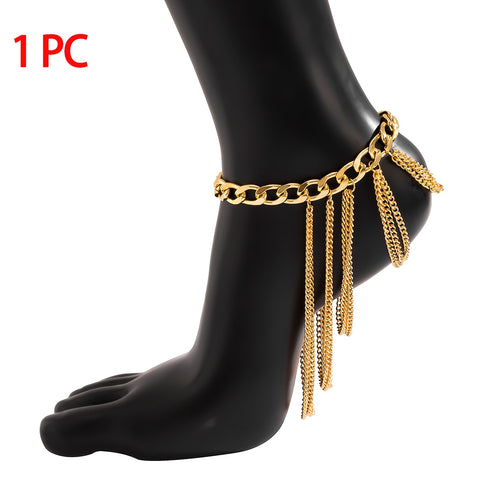 1 PC Multilayer Link Chain Tassel Anklets