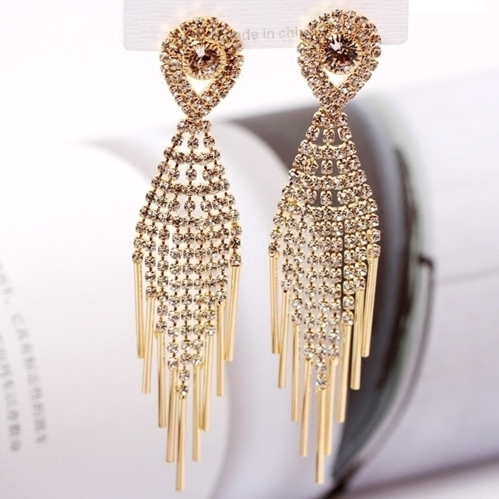 fashion design zircon earrings for women tassels pearl earrings