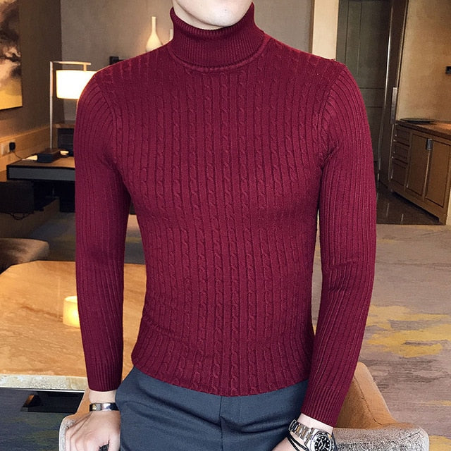 Men Turtleneck Sweaters and Pullovers Fashion Knitted Sweater