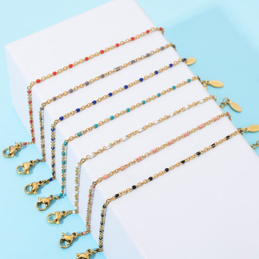 Boho Stainless Steel Bracelets for Women Cute Enamel Bracelet Jewelry