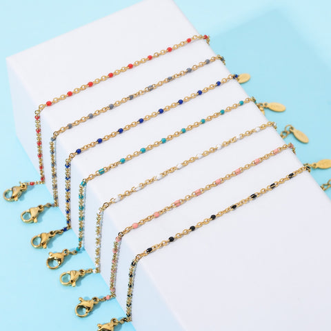 Boho Stainless Steel Bracelets for Women Cute Enamel Bracelet Jewelry