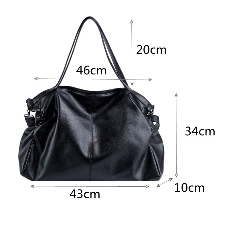 Big Black Shoulder Bags for Women Large Hobo Shopper Bag Solid Color