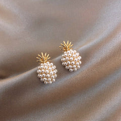 Trendy Geometric Pearl Classic Pineapple Pearl Stud Earrings
