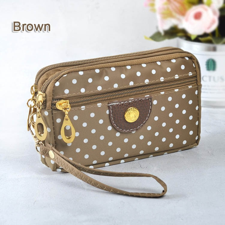 Fashion Women Wallets Small Handbags Canvas Dot Lady Zipper Moneybags