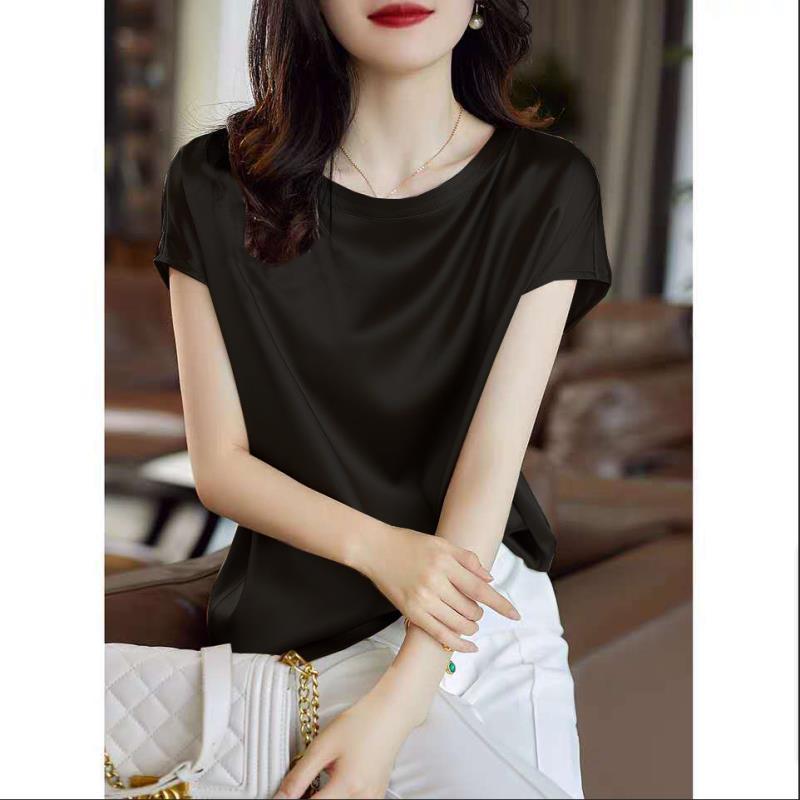 Silk Thin Short Sleeve Tees Style Slip