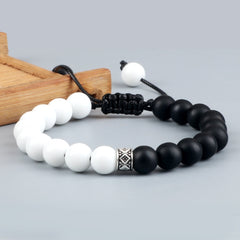 Trendy White Men Beads Bracelet Handmade Natural Tiger Eye Lava Stone