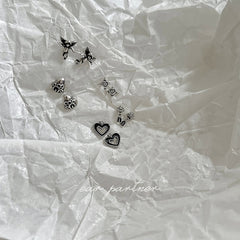 Vintage Sterling Silver Heart Angel Cross Goth Aesthetic Piercing Stud Earrings