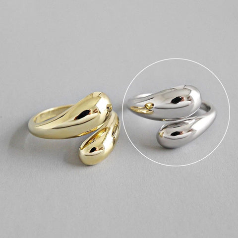 Charming Irregular Chain Geometric Rings Gold Open Rings