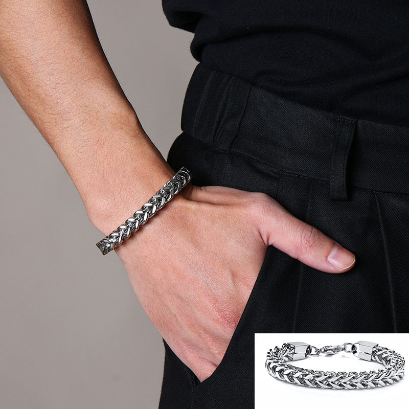 Vintage Oxidized Cool Double Curb Chain Bracelets