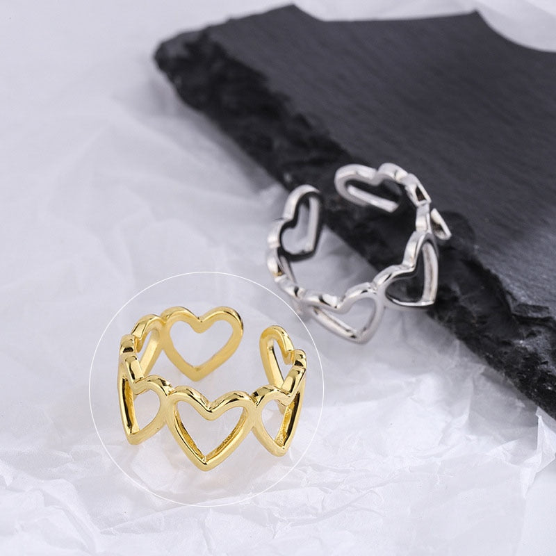 Charming Irregular Chain Geometric Rings Gold Open Rings