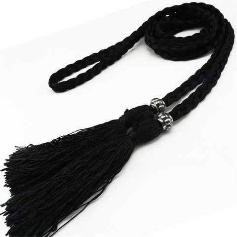 Tassel Belt Braided waistband Boho Girls Thin Waist Rope Knitted waist Belts