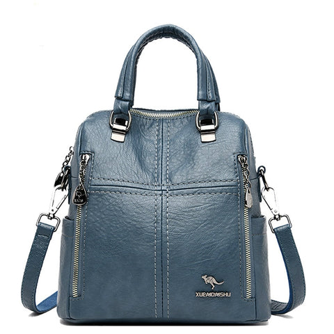Leather Backpack Women Shoulder Multifunction Travel Backpack School Bags
