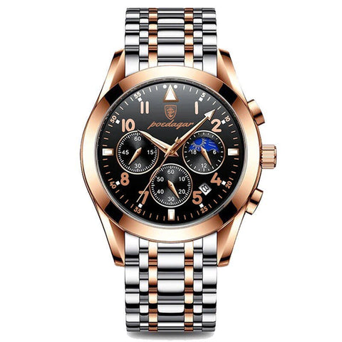 Men Watches Stainless Steel Fashion New Rose Gold Wristwatch