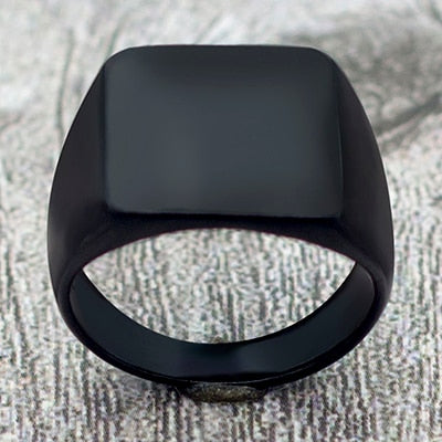 Fashion Simple Style Black Square Ring Classic Ring