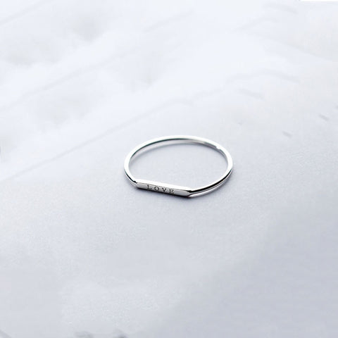 Silver Love Letter Ring For Fashion Women Party Cute Fine Jewelry Minimalist