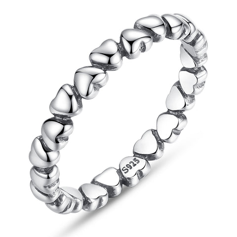 Genuine Sterling Silver Stackable Ring Heart Black CZ Finger Rings