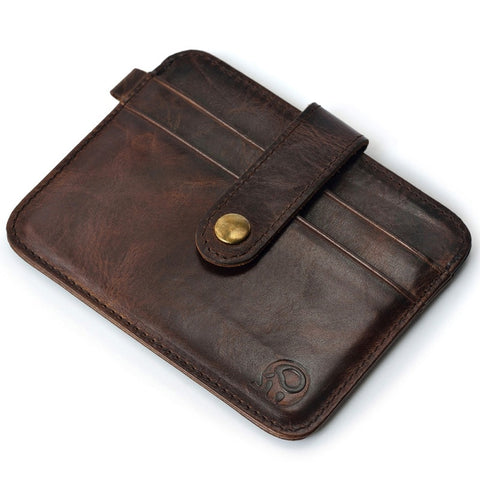 Men Genuine Leather Slim Wallet Male Small Purse Mini