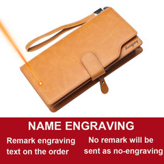 Men Wallets Name Engraving Long Style Male Purse Card Holder Zipper PU Leather