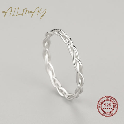 Simple Braided Texture Stackable Rings Minimalist