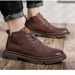 Men Boots British Style Ankle Boots Platform Shoes Casual Business Shoes Leather