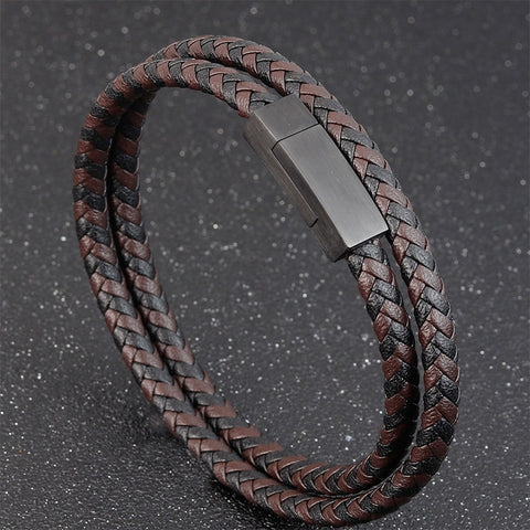 Special Luxury Style Leather Combination Splicing MenLeather Bracelet